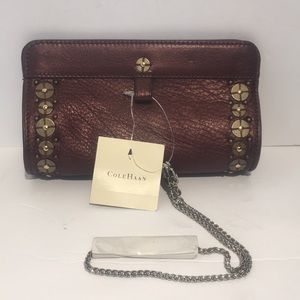 Cole Hann Metallic Paulette Clutch Makeup BROWN